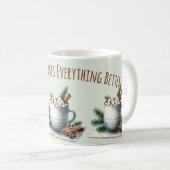 Gemütliche Winter-Kakao-Marshmallow-Szene Kaffeetasse (VorderseiteRechts)