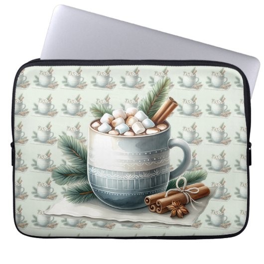Gemütliche Winter-Kakao-Marshmallow-Szene Laptopschutzhülle (Vorderseite)