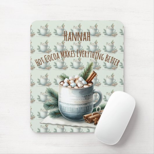 Gemütliche Winter-Kakao-Marshmallow-Szene Mousepad (Mit Mouse)