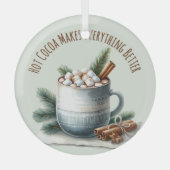 Gemütliche Winter-Kakao-Marshmallow-Szene Ornament Aus Glas (Vorderseite)