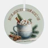 Gemütliche Winter-Kakao-Marshmallow-Szene Ornament Aus Glas (Rückseite)