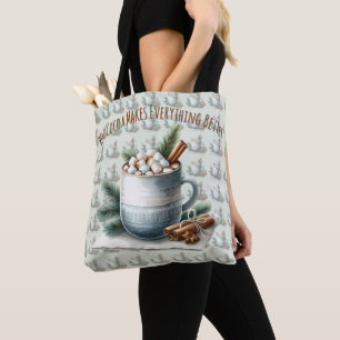 Gemütliche Winter-Kakao-Marshmallow-Szene Tasche