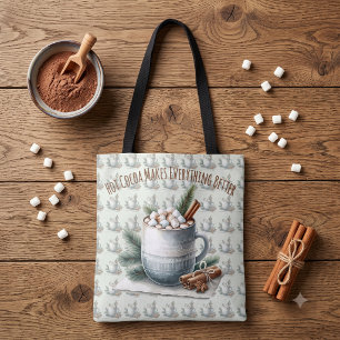Gemütliche Winter-Kakao-Marshmallow-Szene Tasche