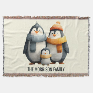 Gemütliche Winter-Pinguin-Familie Decke