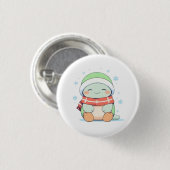 Gemütliche Winter-Schildkröte mit Schal Kawaii-Des Button (Vorne & Hinten)