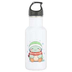 Gemütliche Winter-Schildkröte mit Schal Kawaii-Des Edelstahlflasche