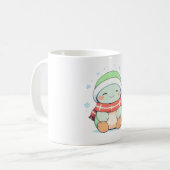 Gemütliche Winter-Schildkröte mit Schal Kawaii-Des Kaffeetasse (Vorderseite Links)
