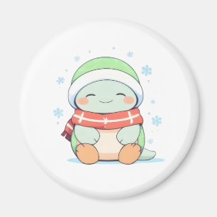 Gemütliche Winter-Schildkröte mit Schal Kawaii-Des Magnet