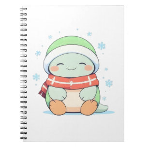 Gemütliche Winter-Schildkröte mit Schal Kawaii-Des Notizblock