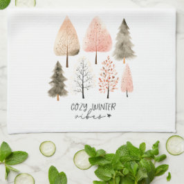 Gemütliche Winter Vibes Pastel Boho Tree Weihnacht Geschirrtuch