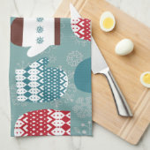 Gemütliche Winter Weihnachten Mittens Blue Geschirrtuch (Viertel Falte)