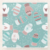Gemütliche Winter Weihnachten Mittens Muster in Mi Glasuntersetzer (Vorderseite)