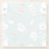 Gemütliche Winter Weihnachten Mittens Muster in Mi Glasuntersetzer (Rückseite)