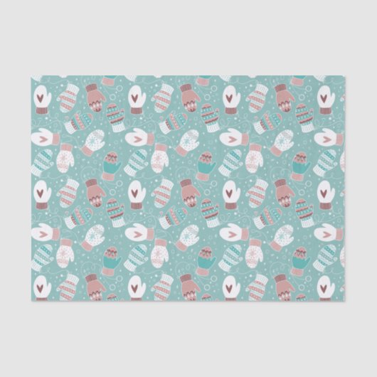 Gemütliche Winter Weihnachten Mittens Muster in Mi Seidenpapier (Vorderseite)