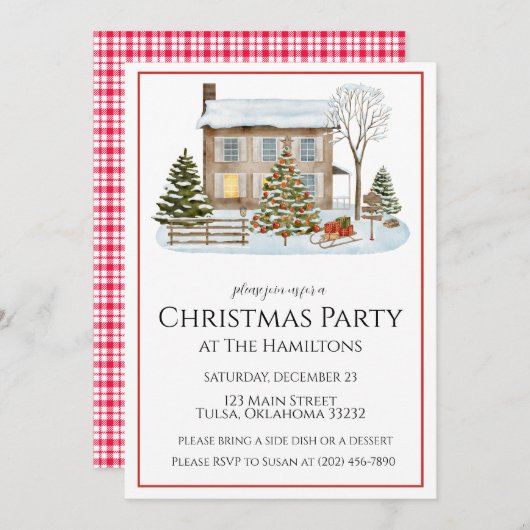 Gemütliche Winter Zuhause Weihnachts-Party Einladu Einladung (Vorne/Hinten)