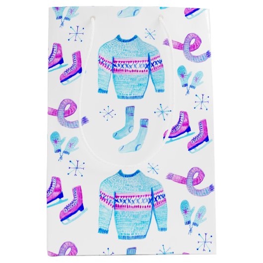 Gemütliche Winterausrüstung Il Skaten Holiday Mittlere Geschenktüte (Vorderseite)