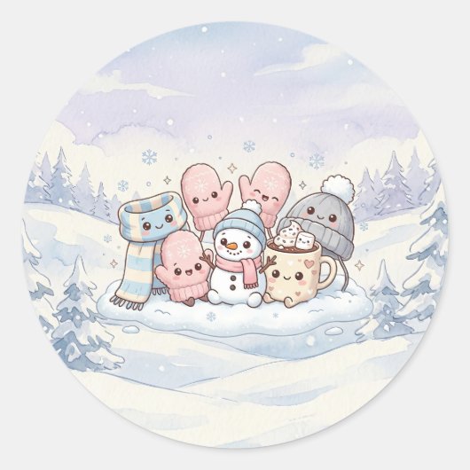 Gemütliche Winterfreunde Aufkleber (Vorderseite)