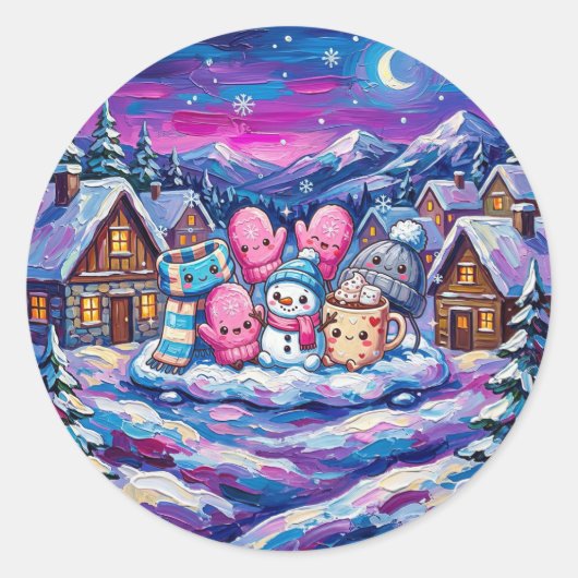 Gemütliche Winterfreunde Aufkleber (Vorderseite)