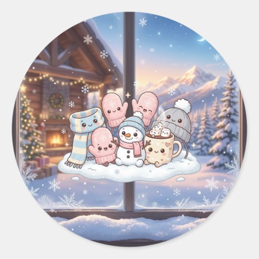 Gemütliche Winterfreunde Aufkleber (Vorderseite)