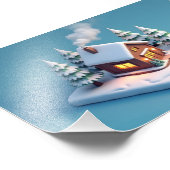 Gemütliche Winterhütte in einer verschneiten Lands Fotodruck (Ecke)