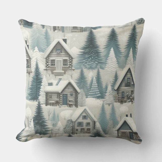 Gemütliche Winterhütte Kissen (Vorderseite)