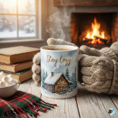 Gemütliche Winterhütte Wasserfarbe Schnee Rustikal Kaffeetasse