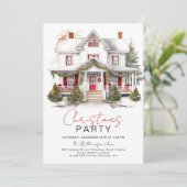 Gemütliche Winterhütte Weihnachts-Party Einladung (Stehend Vorderseite)