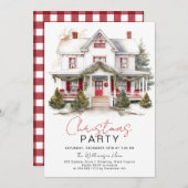 Gemütliche Winterhütte Weihnachts-Party Einladung (Vorne/Hinten)