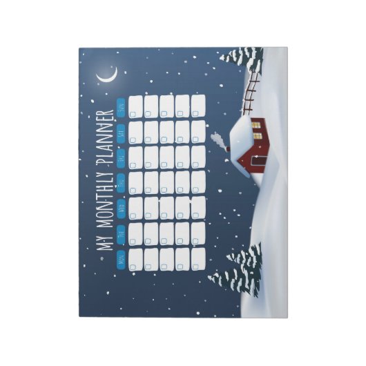 Gemütliche Winterkabine Notepad | Snowy Night Stat Notizblock (Rotiert)