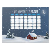 Gemütliche Winterkabine Notepad | Snowy Night Stat Notizblock (Vorderseite)