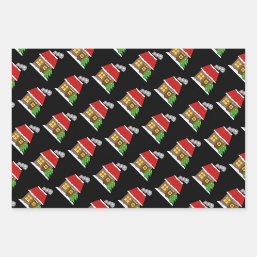 Gemütliche Winterkabine Weihnachtsblätter Geschenkpapier Set (Vorderseite)