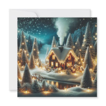 Gemütliche Winterkabine Weihnachtskarte