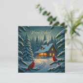 Gemütliche Winterkabine Weihnachtskarte Feiertagskarte (Stehend Vorderseite)