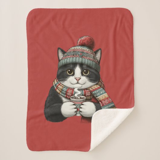 Gemütliche Winterkatze Kakao Sherpadecke (Vorderseite)