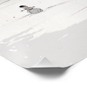 Gemütliche Winterlandschaft mit Schneemann und Cot Poster (Ecke)