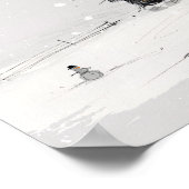 Gemütliche Winterlandschaft mit Schneemann und Cot Poster (Ecke)