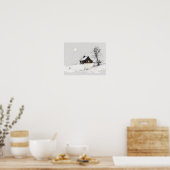 Gemütliche Winterlandschaft mit Schneemann und Cot Poster (Küche)