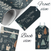 Gemütliche Wintermomente, Kaffee- und Pinienbäume, Geschenkpapier