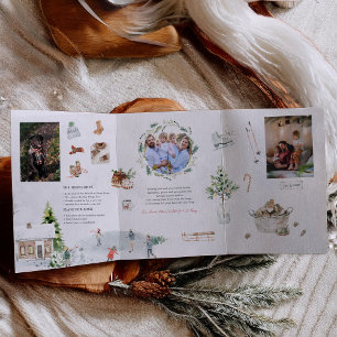 Gemütliche Wintermomente   Weihnachtsfamilien-Foto Dreifach Gefaltete Einladung