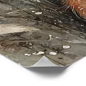 Gemütliche Wintermühle & Fuchs | Whimsical Woodlan Poster (Ecke)