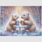Gemütliche Winterpolarbären mit heißer Kakaodecke Seidenpapier (Vorderseite)
