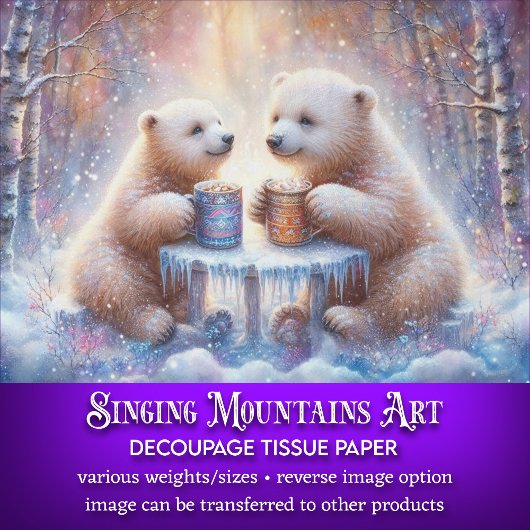 Gemütliche Winterpolarbären mit heißer Kakaodecke Seidenpapier