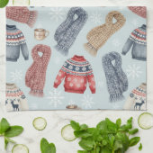 Gemütliche Winterpullover und Schals – Aquarell Geschirrtuch (Gefaltet)