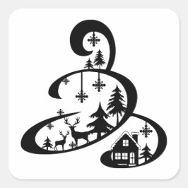 Gemütliche Wintersaison Quadratischer Aufkleber