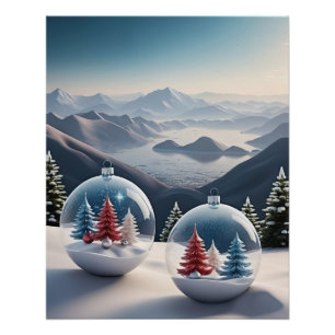 Gemütliche Winterschneeglobe-Szene Poster