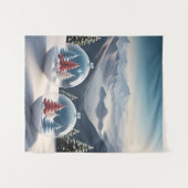Gemütliche Winterschneeglobe-Szene Wandteppich (Vorderseite (Horizontal))