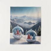 Gemütliche Winterschneeglobe-Szene Wandteppich (Vorderseite)