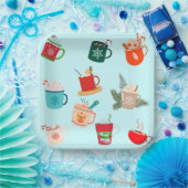 Gemütliche Winterschokolade mit festlicher Kakao Pappteller (Party)