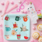 Gemütliche Winterschokolade mit festlicher Kakao Pappteller (Party)