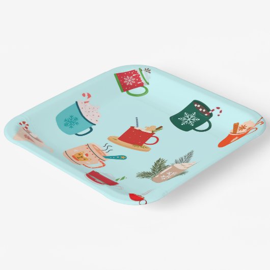 Gemütliche Winterschokolade mit festlicher Kakao Pappteller (Gewinkelt)